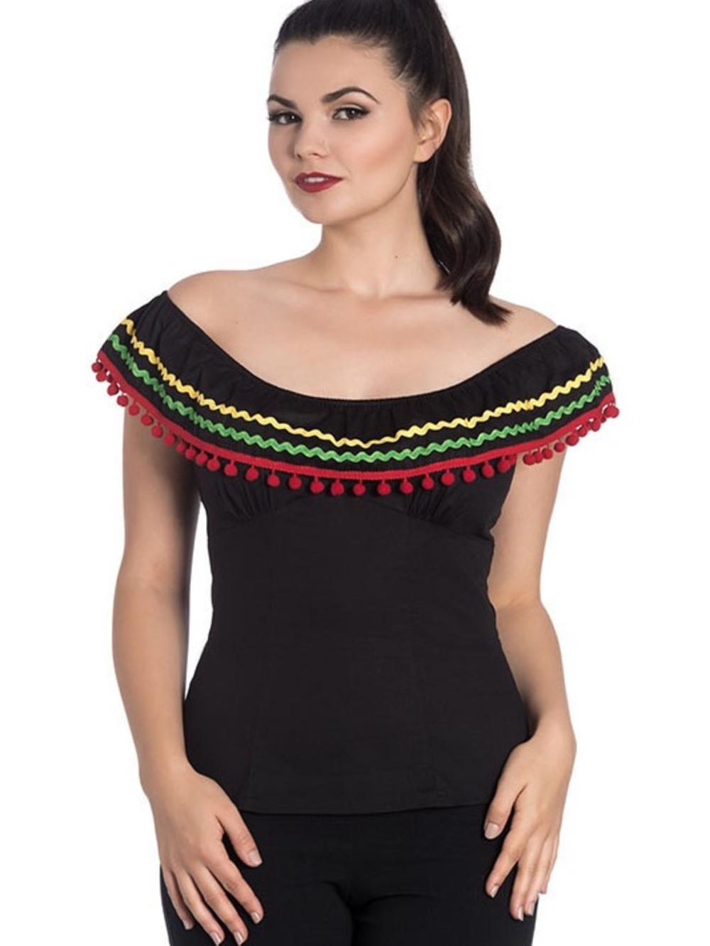 Hell Bunny Marianne Southwest Pom TopCrop Top